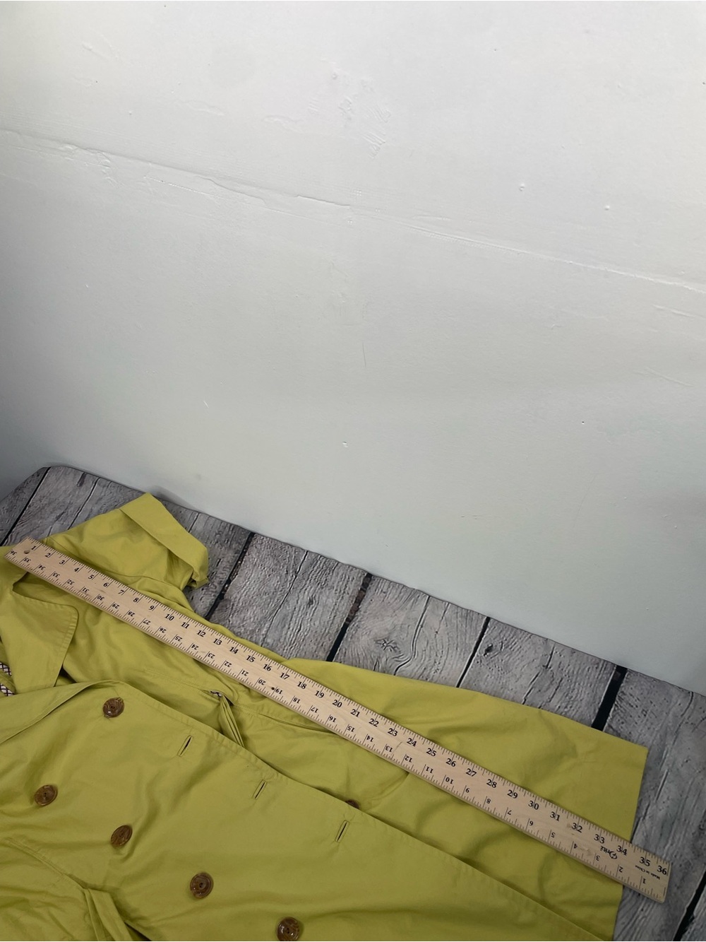 Cabi Loaquat Safari Trench Coat Dress Pockets Yellow Green Size Large Cotton - Picture 14 of 15
